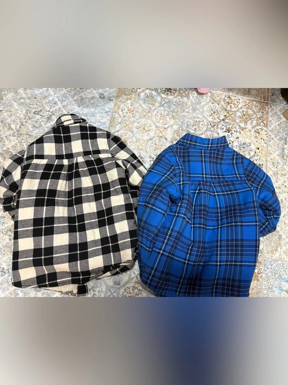 Kids Plaid Flannel Jacket - Black & White / Blue